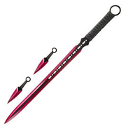 Heros Edge Ninja Schwert Set inkl. 2 Wurfmesser schwarz / rot