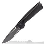 ANV Knives Taschenmesser Z200 BB mit Sgezahnung Sleipner Stahl schwarz inkl. Grtelclip