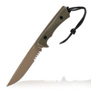ANV Knives Outdoormesser P300 mit Sgezahnung Sleipner Stahl Cerakote oliv/coyote inkl. Kydexscheide