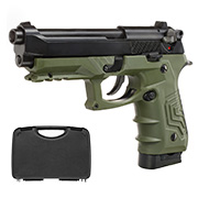 HFC M92 GripTac Airsoftpistole Vollmetall CO2 BlowBack 6mm BB oliv inkl. Pistolenkoffer