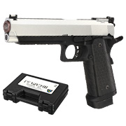Double Bell Hi-Capa 5.1 Airsoftpistole Vollmetall CO2BB 6mm BB silber / schwarz inkl. Pistolenkoffer