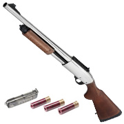 Golden Eagle M8870 Vollmetall Pump Action Gas Shotgun 6mm BB Chrome-Finish Echtholz-Version