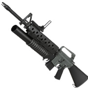 E&C M16A1 Rifle inkl. M203 Grenade Launcher Vollmetall QD-1.5 Gearbox S-AEG 6mm BB schwarz
