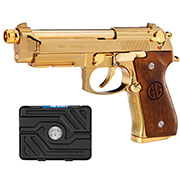 G&G GPM92 GP2 Airsoftpistole Vollmetall GBB 6mm BB Gold-Chrome inkl. Pistolenkoffer - Walnussholz Limited Edition