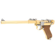 Wei-ETech P08 Airsoft Vollmetall GBB 6mm BB Gold-Plated-Finish Version - 8 Zoll Version