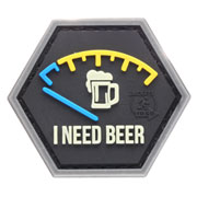 JTG 3D Rubber Patch Hexagon mit Klettflche I need Beer nachleuchtend blau