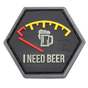 JTG 3D Rubber Patch Hexagon mit Klettflche I need Beer nachleuchtend rot/gelb