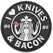 JTG 3D Rubber Patch mit Klettfläche I Love Knives and Bacon swat