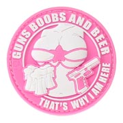 JTG 3D Rubber Patch mit Klettflche Guns, Boobs and Beer pink/wei
