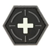 JTG 3D Rubber Patch Hexagon mit Klettfläche Tactical Medic Red Cross nachleuchtend