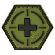 JTG 3D Rubber Patch Hexagon mit Klettfläche Tactical Medic Red Cross forest