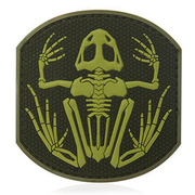 3D Rubber Patch Frog Skeleton  green