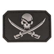 3D Rubber Patch Skull w. Swords schwarz