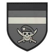 3D Rubber Patch mit Kletfflche German Commando Skull schwarz/grau