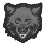 3D Rubber Patch mit Klettflche Wolf schwarz/grau