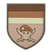 3D Rubber Patch German Commando Skull braun