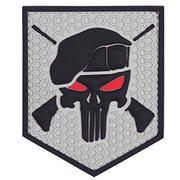 3D Rubber Patch mit Klettflche Commando Punisher grau/schwarz