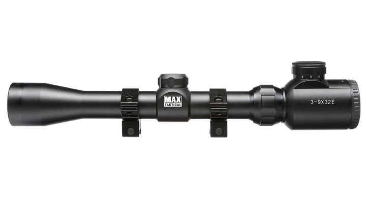 Max Tactical Zielfernrohr 3-9x32 E Leuchtabsehen inkl. Ringe für 22 mm Schiene Bild 2