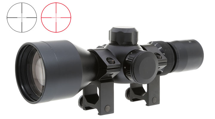 Max Tactical Zielfernrohr 3-9x42 CE kompakt elektrisch inkl. Ringe für 22 mm Schiene