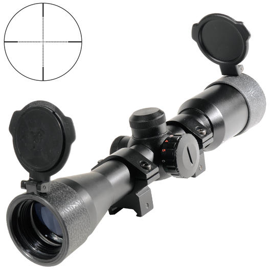 Swiss Arms Zielfernrohr Semi Polymer 4x32 IR beleuchtet Mil Dot rot/blau