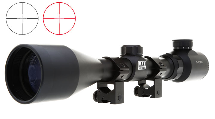 Max Tactical Zielfernrohr 3-12x42E beleuchtet inkl. Ringe für 11 mm Schiene