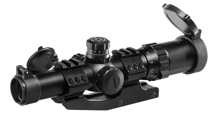 Max Tactical Zielfernrohr 1-4x24E beleuchtet inkl. Halterung fr 22 mm Schiene