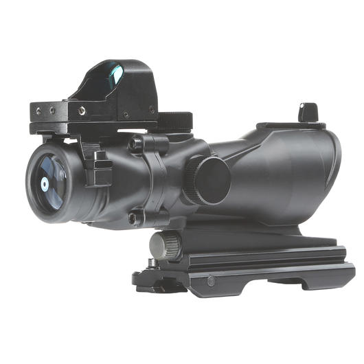 Aim-O TA01 Style Scope 4x32 rot / grn beleuchtet mit Mini Red Dot / QD-Mount schwarz AO 5321-BK Bild 1