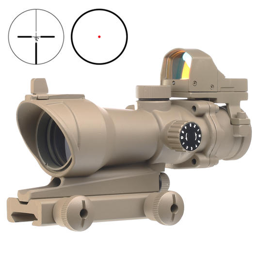 Aim-O TA01 Style Scope 4x32 beleuchtet mit Mini Red Dot Tan AO 5320-DE