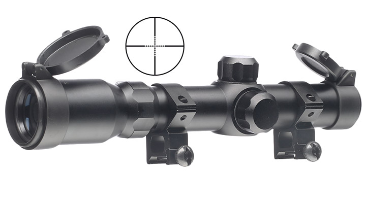 Aim-O 1-4x24 Tactical Zielfernrohr Mil-Dot f. 20-22mm Schienen schwarz AO 3039-BK