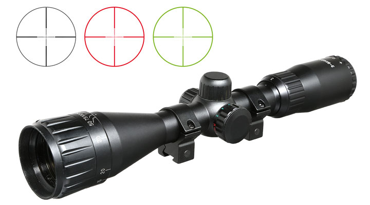 Max Tactical Premium Zielfernrohr 3-9x40 RGB-beleuchtet mit Montageringe für 11 mm Schiene schwarz