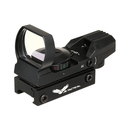JS-Tactical Compact Red- / Green-Dot Sight mit 4 Absehen inkl. 20 - 22 mm Halterung schwarz