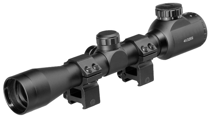Nuprol Optics 4x32IR Mil-Dot Zielfernrohr beleuchtet inkl. 20-22mm / 11mm Ringe schwarz Bild 2