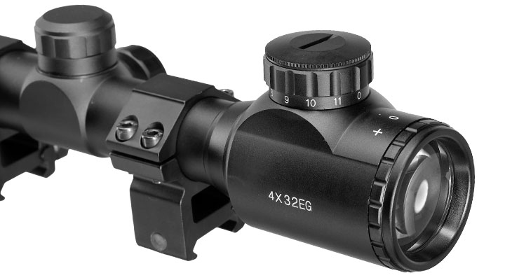 Nuprol Optics 4x32IR Mil-Dot Zielfernrohr beleuchtet inkl. 20-22mm / 11mm Ringe schwarz Bild 8