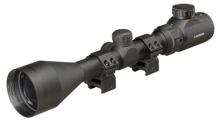 Nuprol Optics 3-9x50IR Mil-Dot Zielfernrohr beleuchtet inkl. 20-22mm / 11mm Ringe schwarz