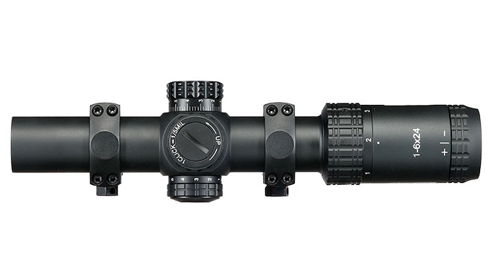 ASG / Strike Systems 1-6x24 LMTS-01 LPVO kompakt Zielfernrohr beleuchtet inkl. 20 - 22 mm Ringe schwarz Bild 6