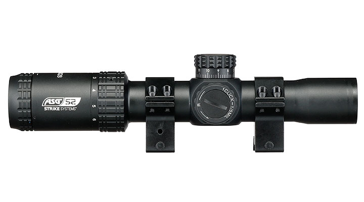 ASG / Strike Systems 1.2-6x28 LMTS-02 LPVO kompakt Zielfernrohr beleuchtet inkl. 20 - 22 mm Ringe schwarz Bild 5