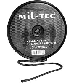 Mil-Tec Commando-Seil schwarz 5 mm, 70 mtr. Rolle
