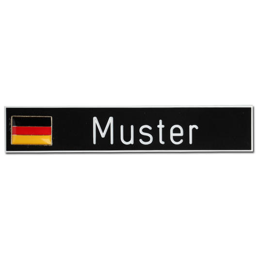 Namensschild aus Kunststoff schwarz mit Deutschlandfahne