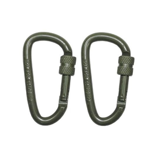 MFH Karabiner mit Schraubverschluss, oliv, 2er Pack, 6 mm x 6 cm