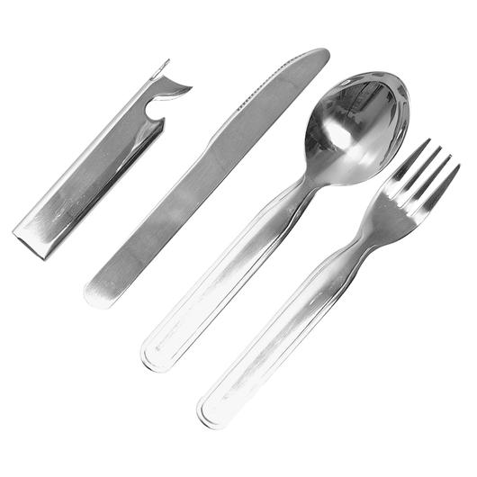 Origin Outdoors Campingbesteck Edelstahl Biwak Army 4-teilig - Lffel, Gabel, Messer, Dosenffner Bild 1