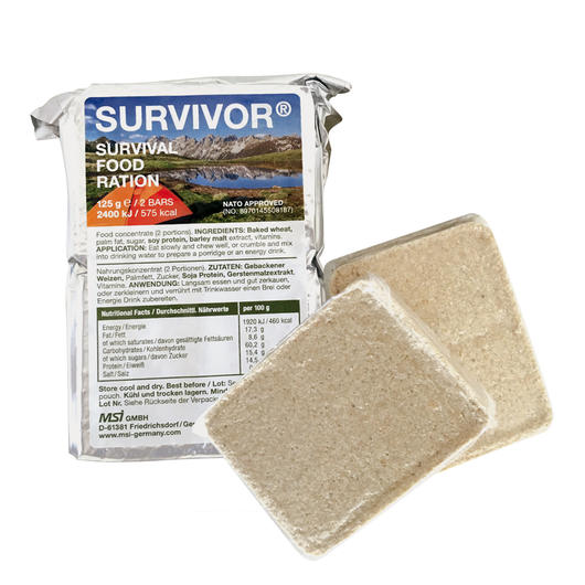 SURVIVOR Notverpflegung Outdoornahrung 125g / 2 Riegel