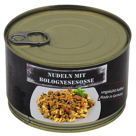 Outdoor-Mahlzeit Nudeln mit Bolognesesoe Dose Bild 1