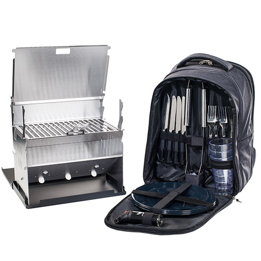 Fennek Outdoor Grill Komplettset inkl. Rucksack, Geschirr und Besteck!