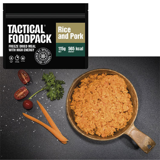 Tactical Foodpack Outdoor Mahlzeit Reis und Schweinefleisch