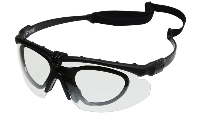 Nuprol Battle Pro mit Insert Protective Airsoft Schutzbrille schwarz / klar