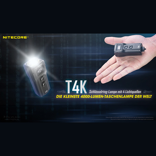 Nitecore Schlüssellampe T4K 4000 Lumen schwarz inkl. Gürtelclip Bild 3