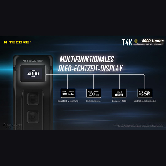 Nitecore Schlüssellampe T4K 4000 Lumen schwarz inkl. Gürtelclip Bild 8