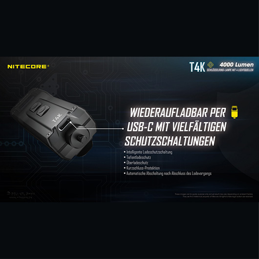 Nitecore Schlüssellampe T4K 4000 Lumen schwarz inkl. Gürtelclip Bild 9