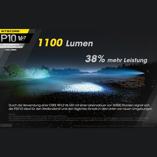 Nitecore LED Lampe P10 V2 1100 Lumen schwarz Bild 9