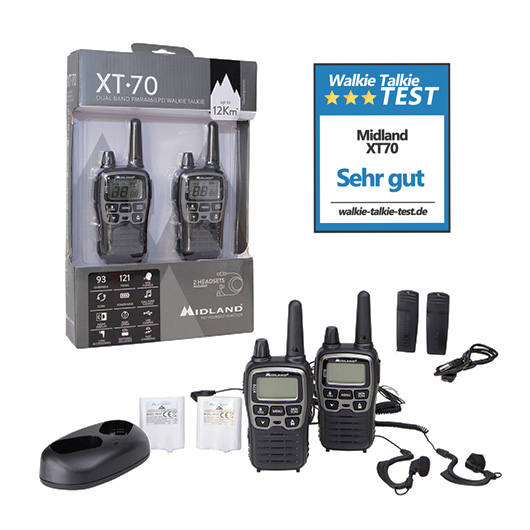 Midland XT70 Funkgerteset PMR+LPD inkl. MA21L Headset und Doppelstnder 1 Paar